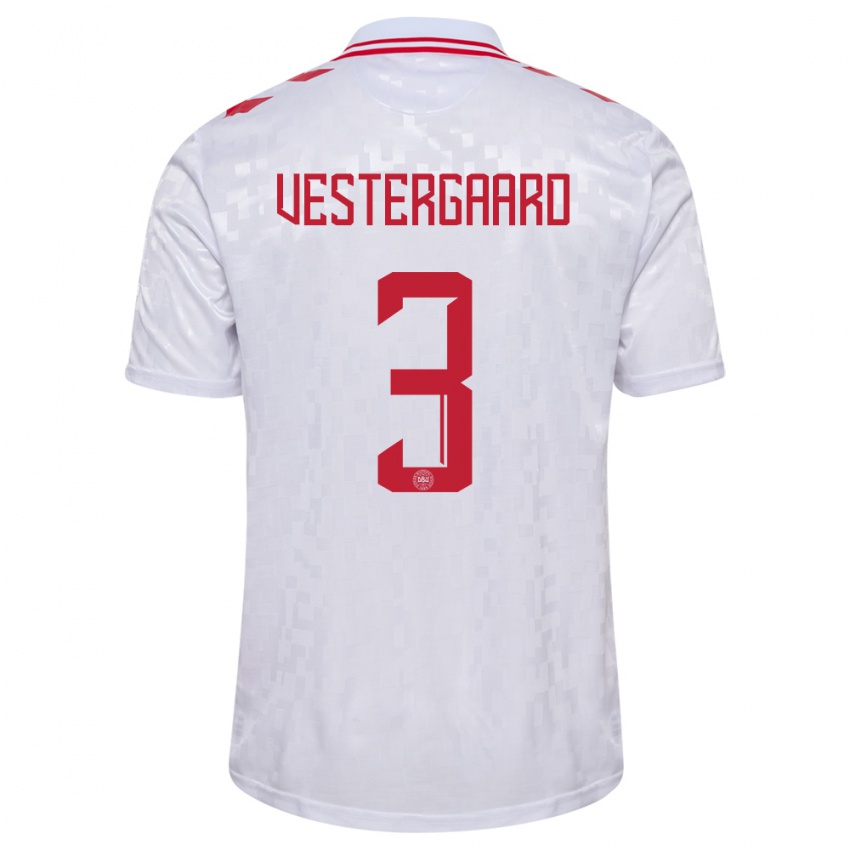 Kinder Dänemark Jannik Vestergaard #3 Weiß Auswärtstrikot Trikot 24-26 T-Shirt Österreich