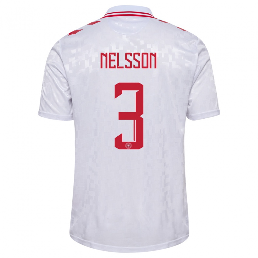 Kinder Dänemark Victor Nelsson #3 Weiß Auswärtstrikot Trikot 24-26 T-Shirt Österreich