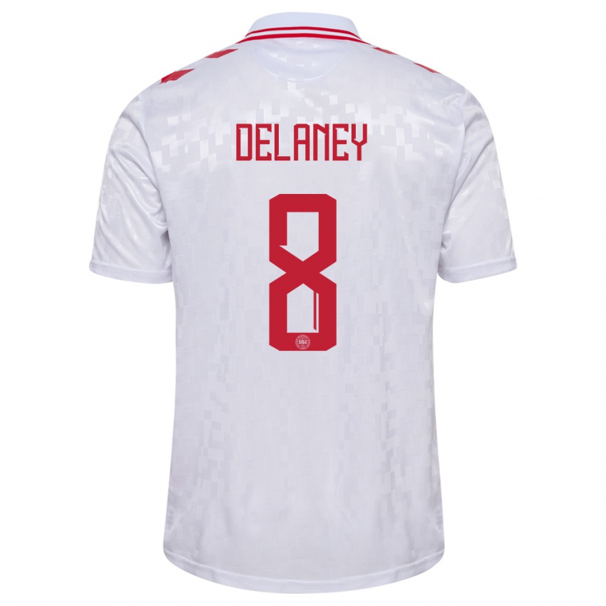 Kinder Dänemark Thomas Delaney #8 Weiß Auswärtstrikot Trikot 24-26 T-Shirt Österreich