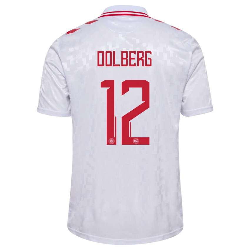 Kinder Dänemark Kasper Dolberg #12 Weiß Auswärtstrikot Trikot 24-26 T-Shirt Österreich