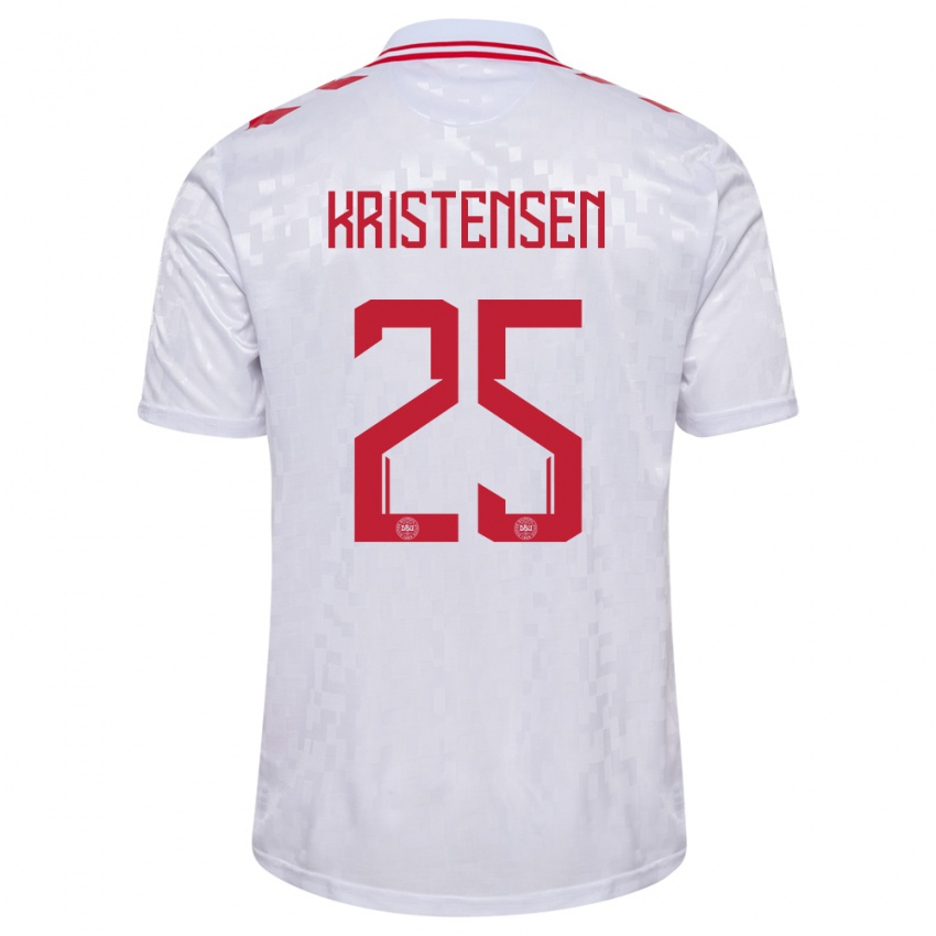 Kinder Dänemark Rasmus Kristensen #25 Weiß Auswärtstrikot Trikot 24-26 T-Shirt Österreich