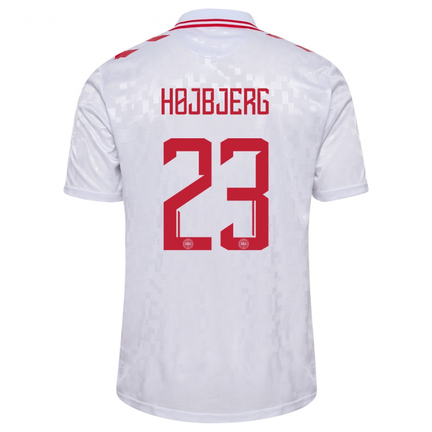 Kinder Dänemark Pierre Emile Hojbjerg #23 Weiß Auswärtstrikot Trikot 24-26 T-Shirt Österreich