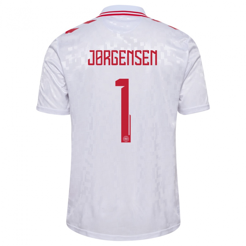 Kinder Dänemark Filip Jørgensen #1 Weiß Auswärtstrikot Trikot 24-26 T-Shirt Österreich