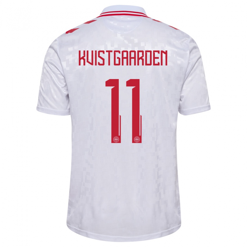 Kinder Dänemark Mathias Kvistgaarden #11 Weiß Auswärtstrikot Trikot 24-26 T-Shirt Österreich