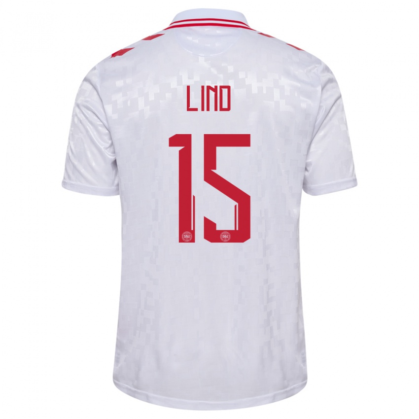 Kinder Dänemark Victor Lind #15 Weiß Auswärtstrikot Trikot 24-26 T-Shirt Österreich