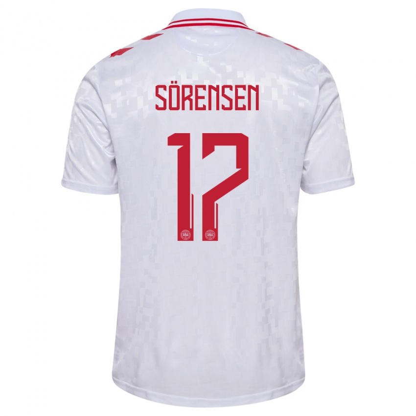 Kinder Dänemark Oliver Sörensen #17 Weiß Auswärtstrikot Trikot 24-26 T-Shirt Österreich