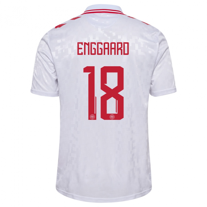 Kinder Dänemark Mads Enggaard #18 Weiß Auswärtstrikot Trikot 24-26 T-Shirt Österreich