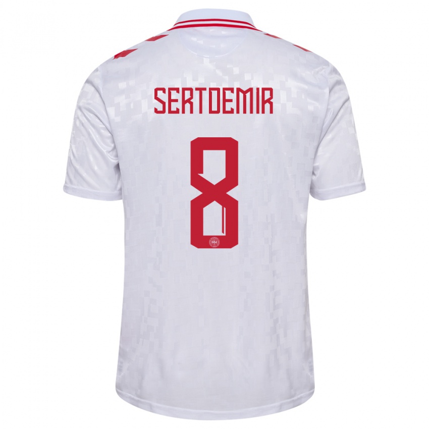 Kinder Dänemark Zidan Sertdemir #8 Weiß Auswärtstrikot Trikot 24-26 T-Shirt Österreich