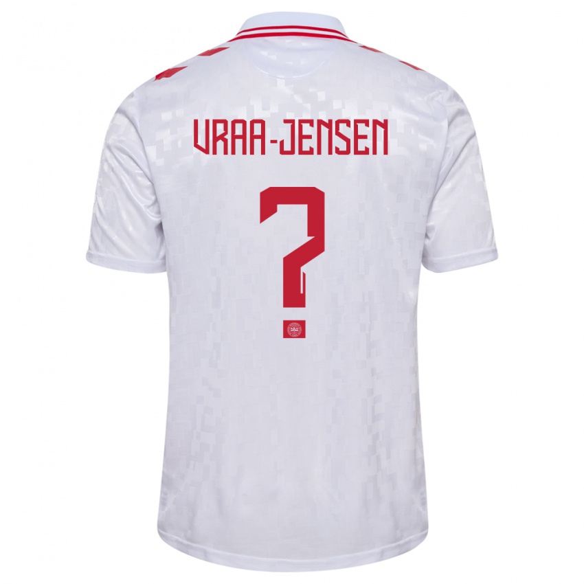 Kinder Dänemark Ludwig Vraa-Jensen #0 Weiß Auswärtstrikot Trikot 24-26 T-Shirt Österreich