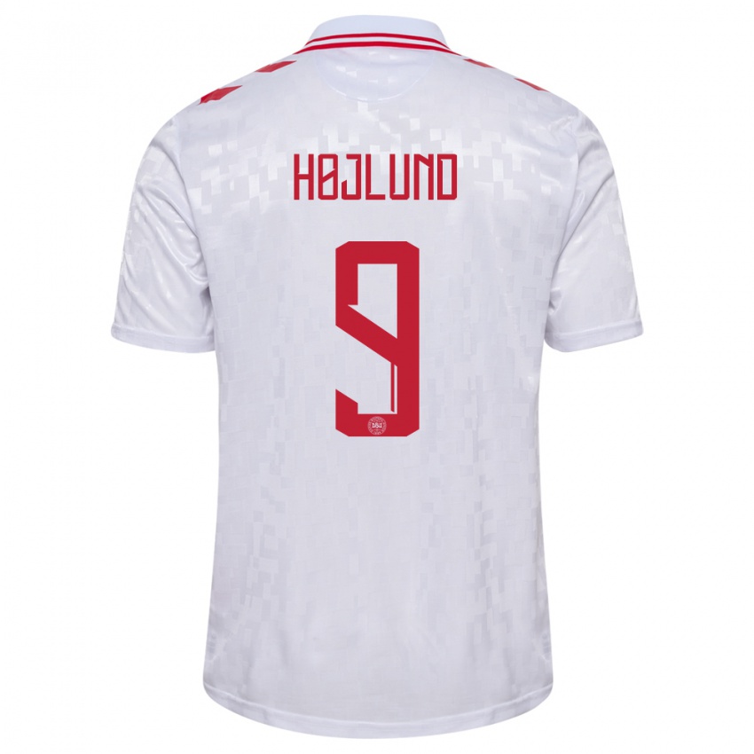 Kinder Dänemark Emil Højlund #9 Weiß Auswärtstrikot Trikot 24-26 T-Shirt Österreich