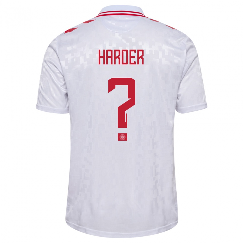 Kinder Dänemark Conrad Harder #0 Weiß Auswärtstrikot Trikot 24-26 T-Shirt Österreich