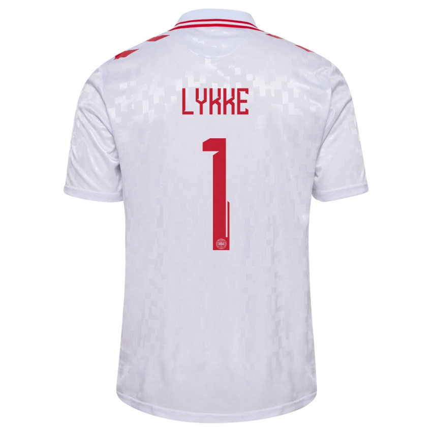 Kinder Dänemark William Lykke #1 Weiß Auswärtstrikot Trikot 24-26 T-Shirt Österreich