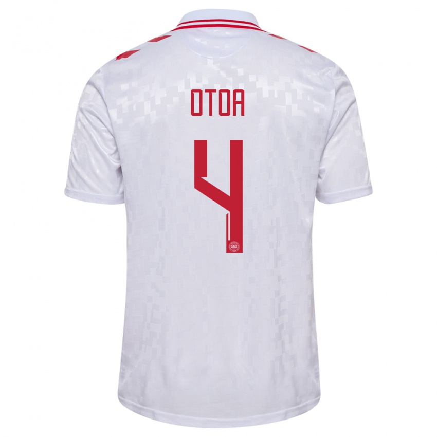 Kinder Dänemark Sebastian Otoa #4 Weiß Auswärtstrikot Trikot 24-26 T-Shirt Österreich