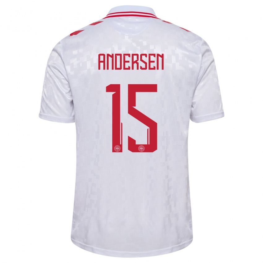 Kinder Dänemark Jacob Andersen #15 Weiß Auswärtstrikot Trikot 24-26 T-Shirt Österreich