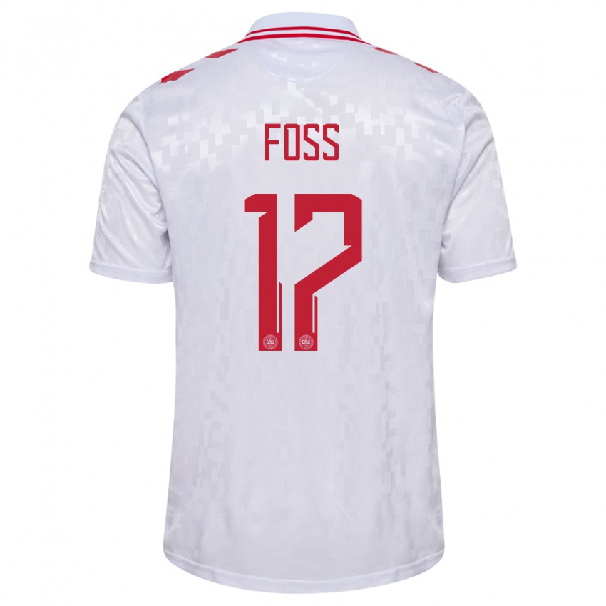 Kinder Dänemark Jonathan Foss #17 Weiß Auswärtstrikot Trikot 24-26 T-Shirt Österreich