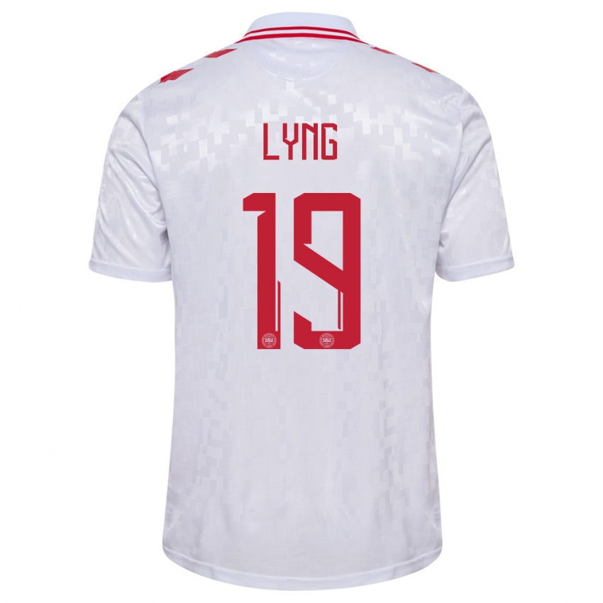 Kinder Dänemark Alexander Lyng #19 Weiß Auswärtstrikot Trikot 24-26 T-Shirt Österreich