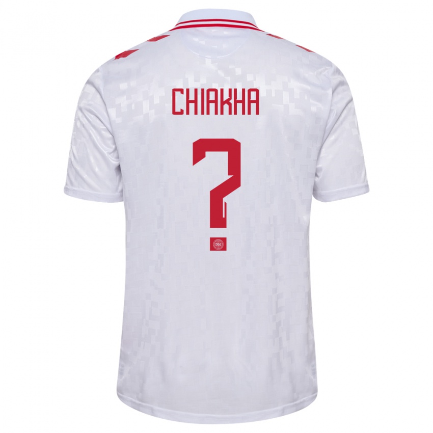 Kinder Dänemark Amin Chiakha #0 Weiß Auswärtstrikot Trikot 24-26 T-Shirt Österreich