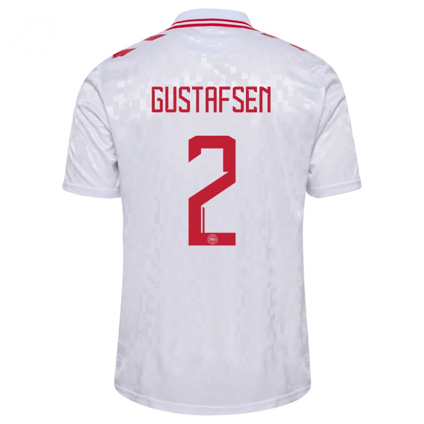 Kinder Dänemark Victor Gustafsen #2 Weiß Auswärtstrikot Trikot 24-26 T-Shirt Österreich