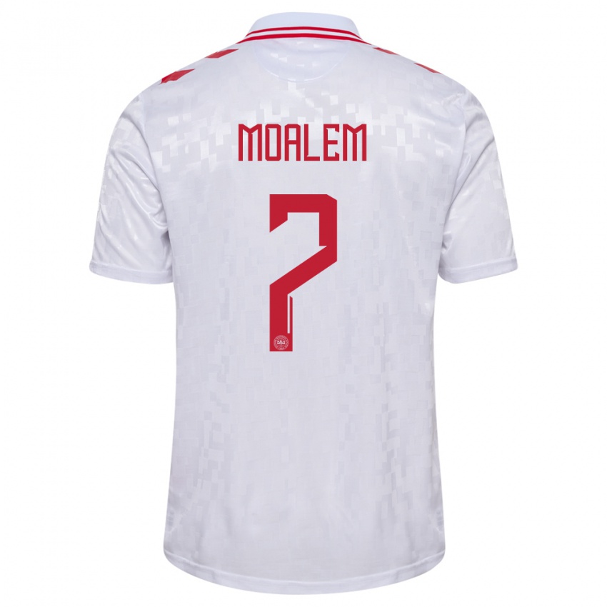 Kinder Dänemark Jonathan Moalem #7 Weiß Auswärtstrikot Trikot 24-26 T-Shirt Österreich