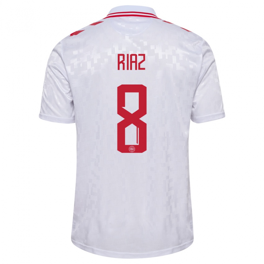 Kinder Dänemark Danial Riaz #8 Weiß Auswärtstrikot Trikot 24-26 T-Shirt Österreich