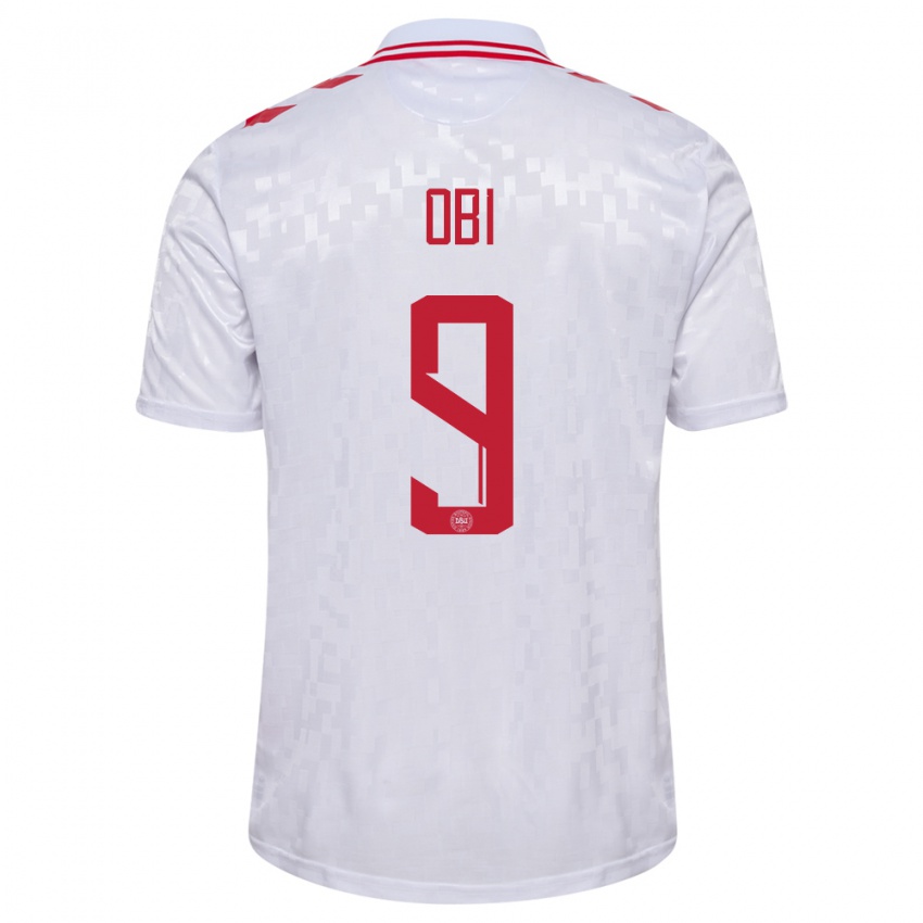 Kinder Dänemark Chido Obi #9 Weiß Auswärtstrikot Trikot 24-26 T-Shirt Österreich