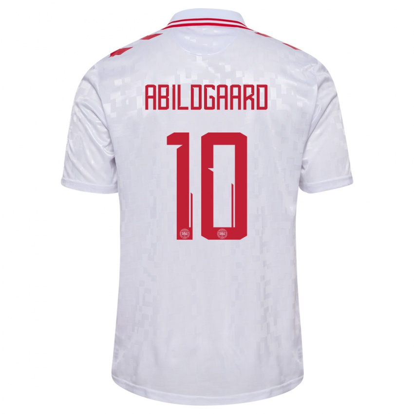 Kinder Dänemark Lasse Abildgaard #10 Weiß Auswärtstrikot Trikot 24-26 T-Shirt Österreich