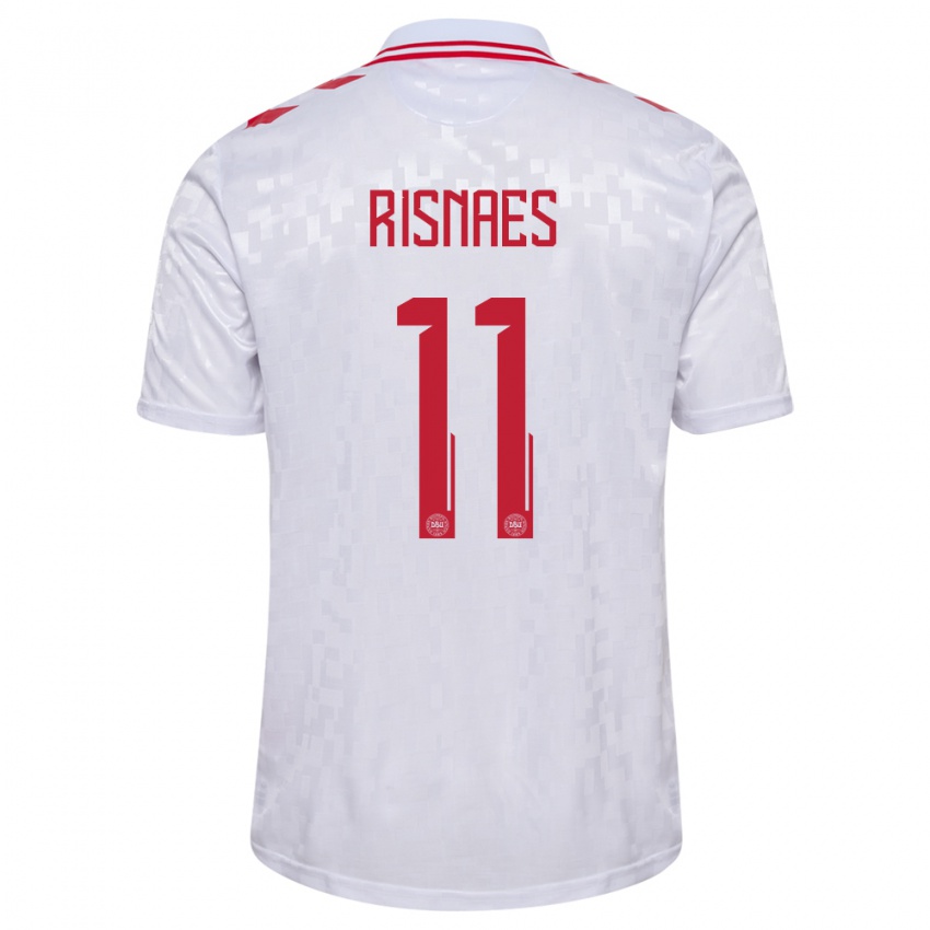 Kinder Dänemark Roberto Risnaes #11 Weiß Auswärtstrikot Trikot 24-26 T-Shirt Österreich