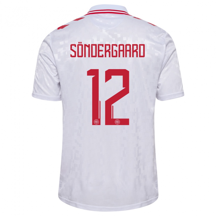 Kinder Dänemark Philip Söndergaard #12 Weiß Auswärtstrikot Trikot 24-26 T-Shirt Österreich