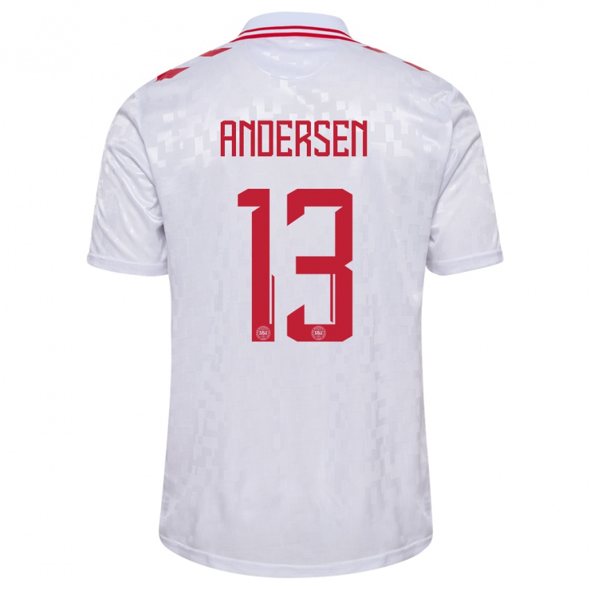 Kinder Dänemark Frej Andersen #13 Weiß Auswärtstrikot Trikot 24-26 T-Shirt Österreich