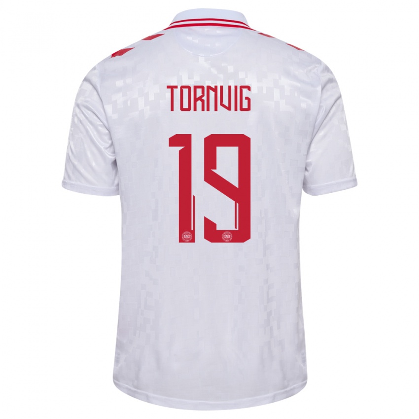 Kinder Dänemark Nicolaj Tornvig #19 Weiß Auswärtstrikot Trikot 24-26 T-Shirt Österreich