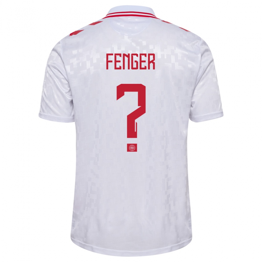 Kinder Dänemark Oskar Fenger #0 Weiß Auswärtstrikot Trikot 24-26 T-Shirt Österreich