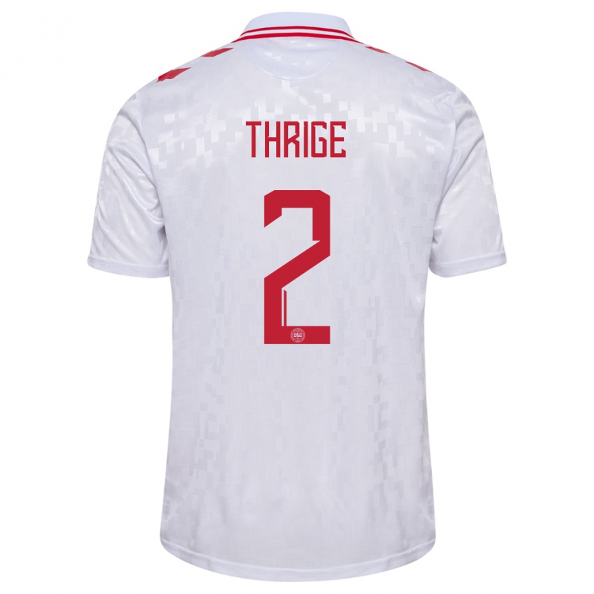 Kinder Dänemark Sara Thrige #2 Weiß Auswärtstrikot Trikot 24-26 T-Shirt Österreich