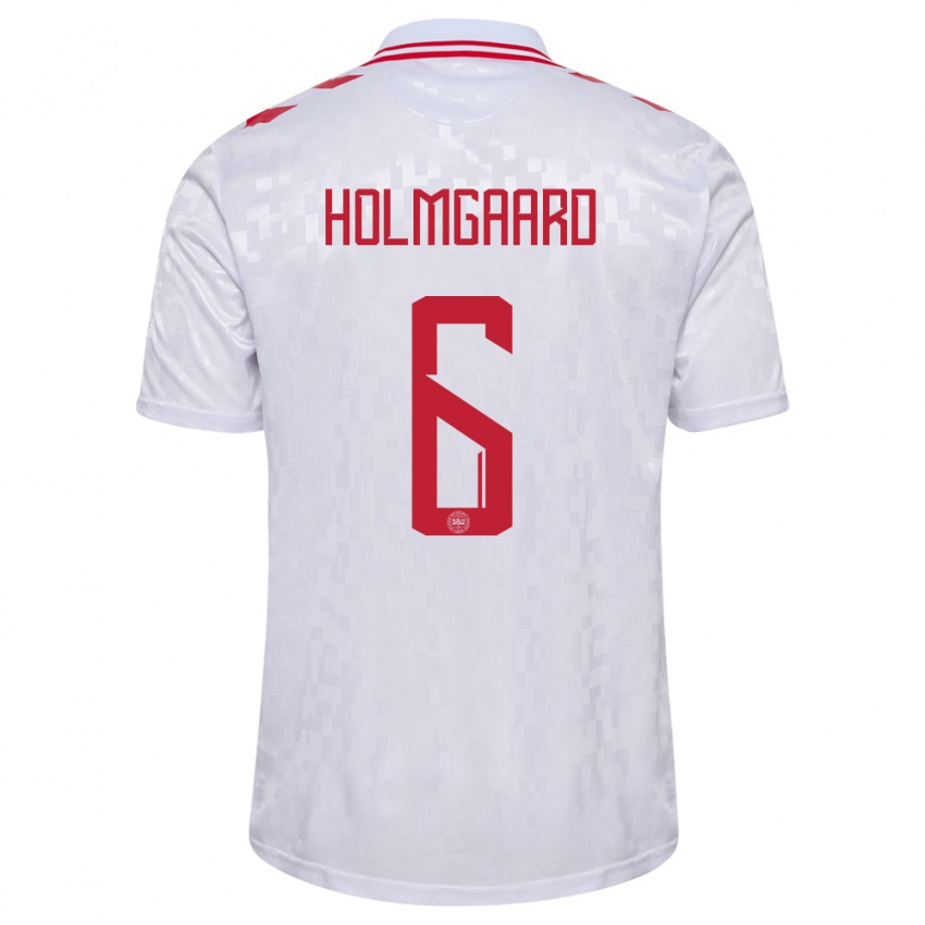 Kinder Dänemark Karen Holmgaard #6 Weiß Auswärtstrikot Trikot 24-26 T-Shirt Österreich