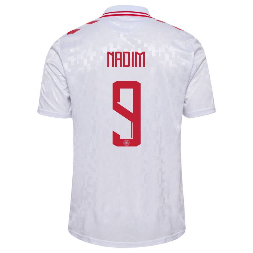 Kinder Dänemark Nadia Nadim #9 Weiß Auswärtstrikot Trikot 24-26 T-Shirt Österreich