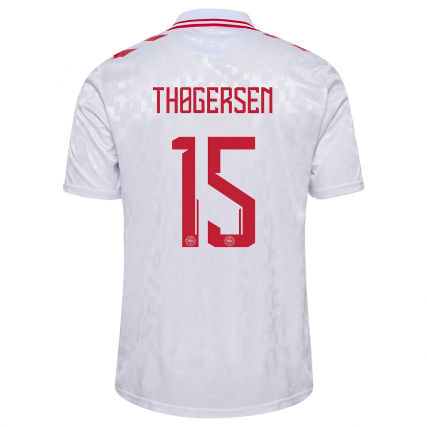 Kinder Dänemark Frederikke Thøgersen #15 Weiß Auswärtstrikot Trikot 24-26 T-Shirt Österreich