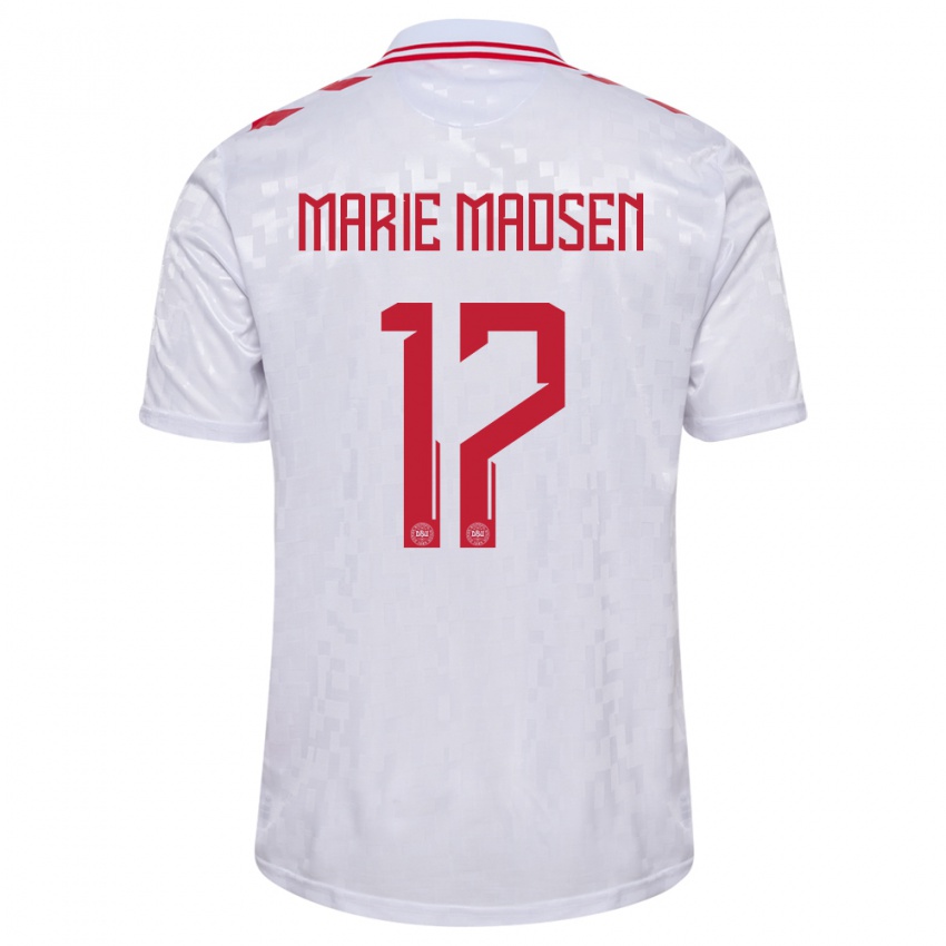 Kinder Dänemark Rikke Marie Madsen #17 Weiß Auswärtstrikot Trikot 24-26 T-Shirt Österreich