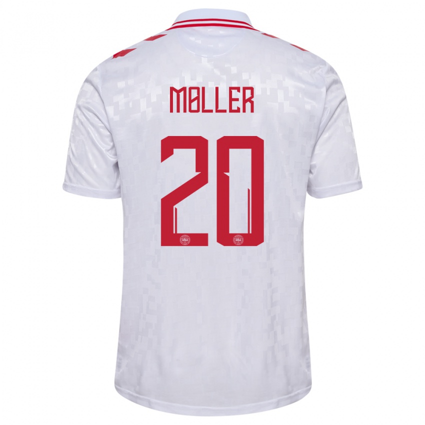 Kinder Dänemark Caroline Moller #20 Weiß Auswärtstrikot Trikot 24-26 T-Shirt Österreich