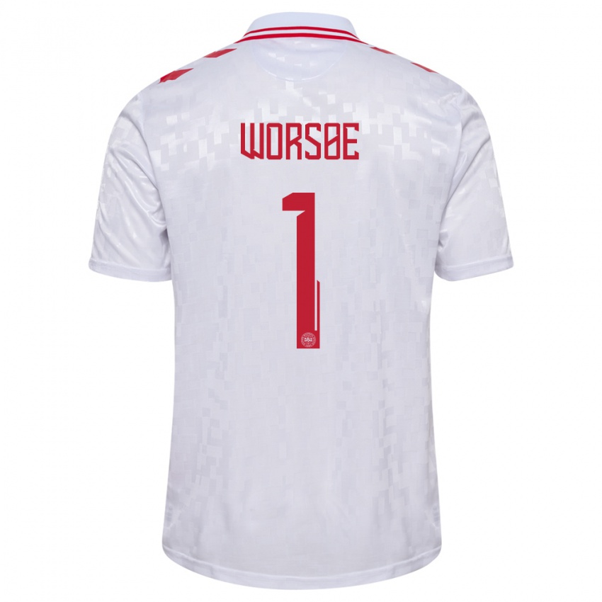 Kinder Dänemark Laura Worsoe #1 Weiß Auswärtstrikot Trikot 24-26 T-Shirt Österreich