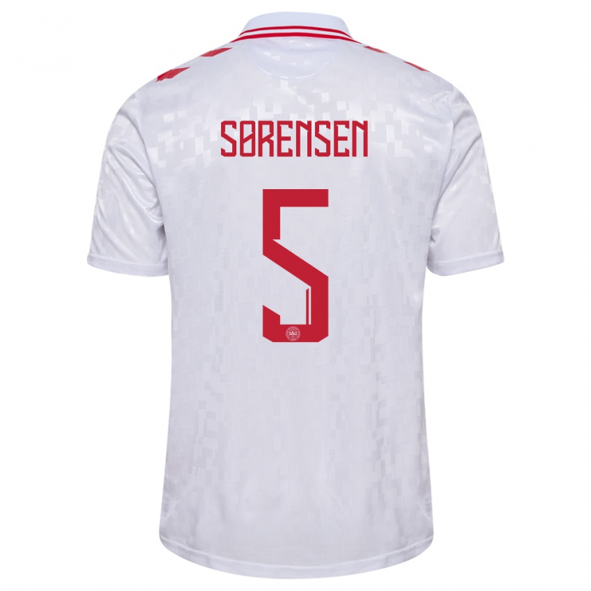 Kinder Dänemark Simone Boye Sorensen #5 Weiß Auswärtstrikot Trikot 24-26 T-Shirt Österreich