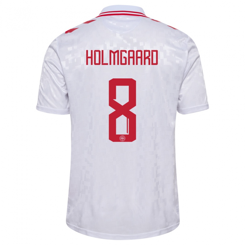 Kinder Dänemark Sara Holmgaard #8 Weiß Auswärtstrikot Trikot 24-26 T-Shirt Österreich