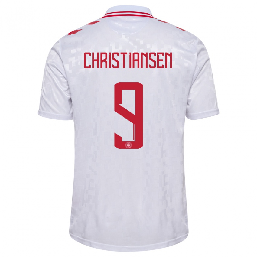 Kinder Dänemark Nanna Christiansen #9 Weiß Auswärtstrikot Trikot 24-26 T-Shirt Österreich