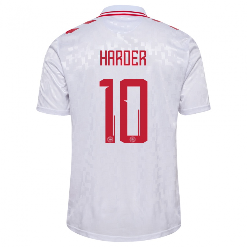 Kinder Dänemark Pernille Harder #10 Weiß Auswärtstrikot Trikot 24-26 T-Shirt Österreich