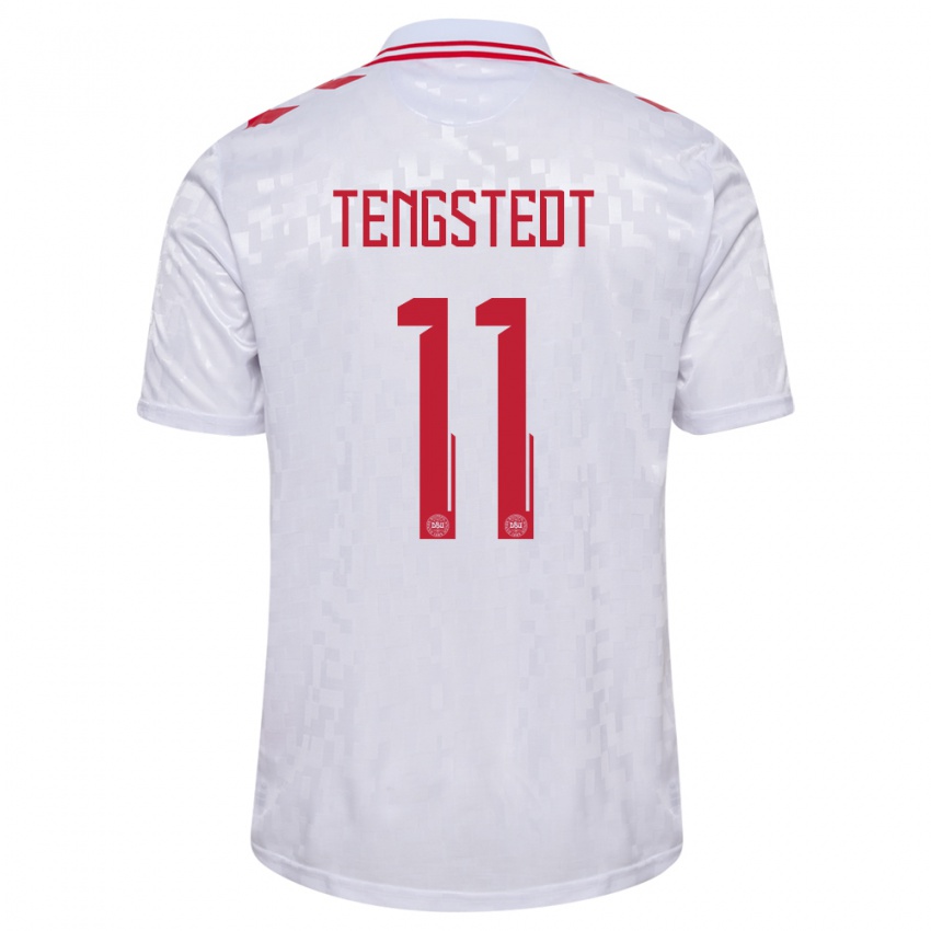 Kinder Dänemark Casper Tengstedt #11 Weiß Auswärtstrikot Trikot 24-26 T-Shirt Österreich