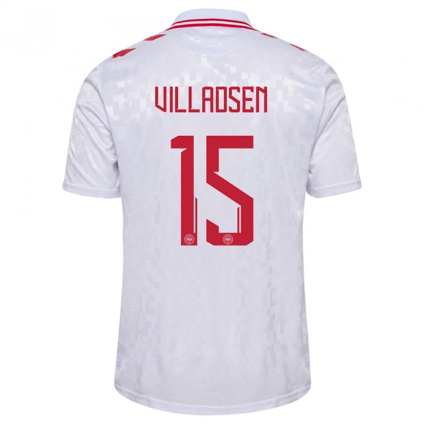 Kinder Dänemark Oliver Villadsen #15 Weiß Auswärtstrikot Trikot 24-26 T-Shirt Österreich