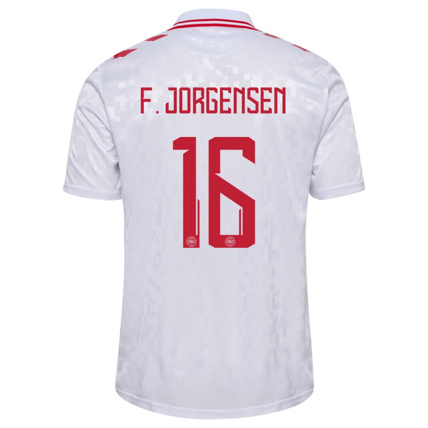 Kinder Dänemark Filip Jorgensen #16 Weiß Auswärtstrikot Trikot 24-26 T-Shirt Österreich