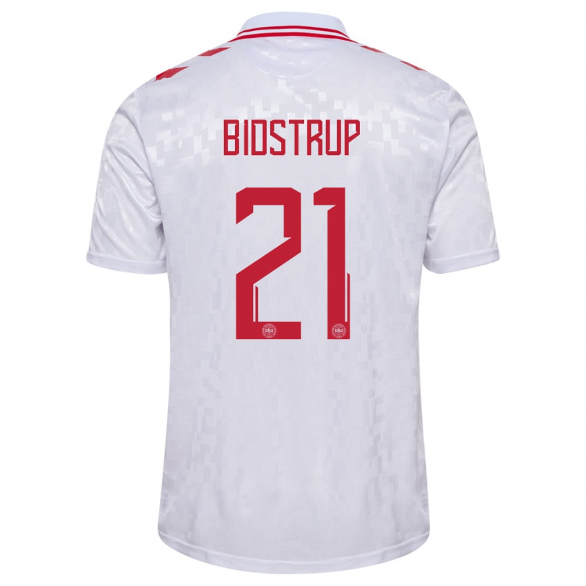 Kinder Dänemark Mads Bidstrup #21 Weiß Auswärtstrikot Trikot 24-26 T-Shirt Österreich