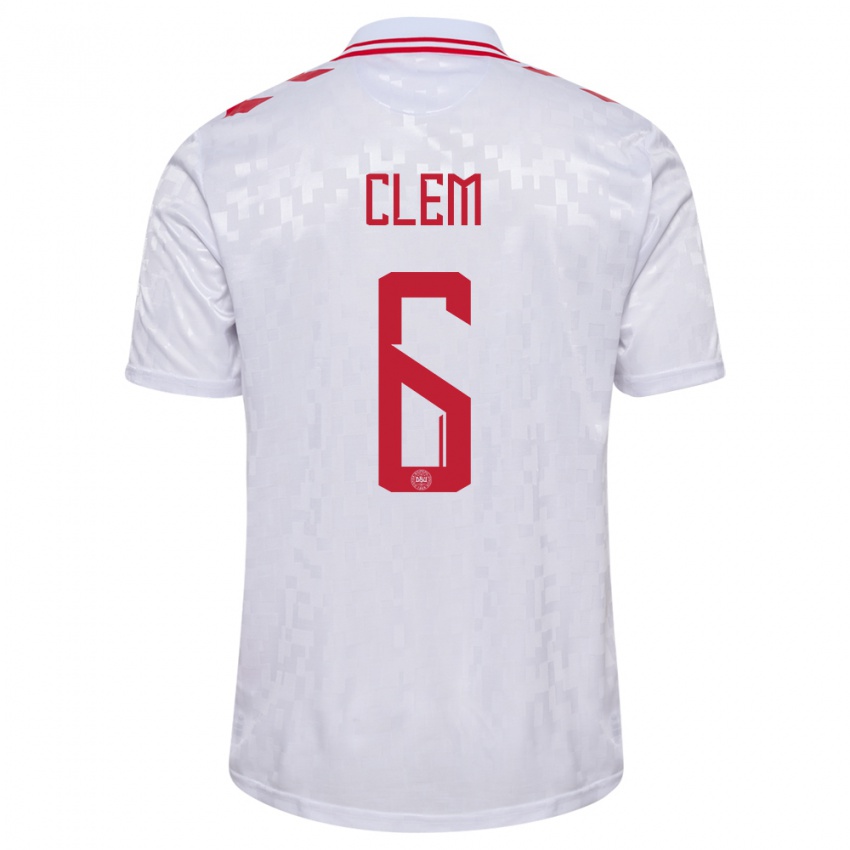 Kinder Dänemark William Clem #6 Weiß Auswärtstrikot Trikot 24-26 T-Shirt Österreich