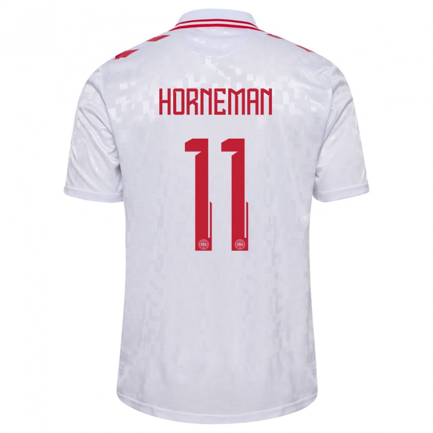 Kinder Dänemark Charly Horneman #11 Weiß Auswärtstrikot Trikot 24-26 T-Shirt Österreich