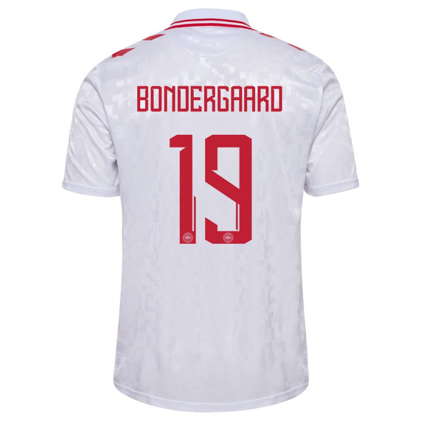 Kinder Dänemark Asbjorn Bondergaard #19 Weiß Auswärtstrikot Trikot 24-26 T-Shirt Österreich