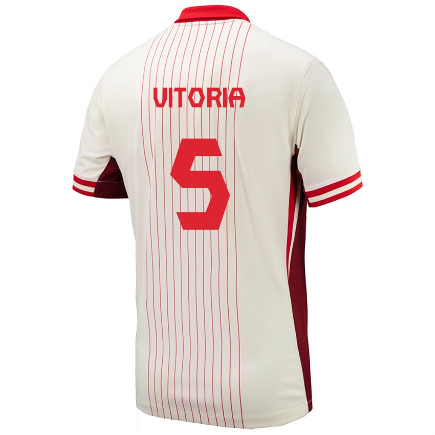 Kinder Kanada Steven Vitoria #5 Weiß Auswärtstrikot Trikot 24-26 T-Shirt Österreich